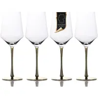 Intirilife 4x verre à vin avec pied doré - capacité 380 ml - vin rouge vin blanc verre calice verre cristal antichoc