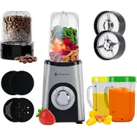 Kitchenbrothers Mixeur Smoothie - - 13 Pièces - 4 Gobelets - 350W - acier inoxydable