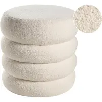 Beliani Pouf Sumpter Bouclé Blanc Cassé 43 Cm 43 Cm 47 Cm