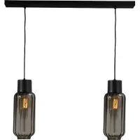 Masterlight Lampe de salle à manger Lett ll 2 lumières noir avec verre fumé
