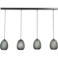 Masterlight Lampe suspendue noire Pineapple 4 lumières avec verre fumé