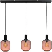 Masterlight Lampe suspendue 3 lumières - noire - Porto avec lunettes rouges Jagger - Ø 24cm