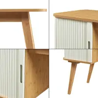 En.casa Bureau 'Tysvær' avec partie armoire et une porte 75 x 105 x 48 cm bambou / blanc crème