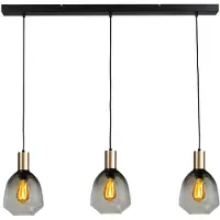 Masterlight Lampe suspendue 3 lumières - dorée - Porto avec des lunettes vertes Nicolette