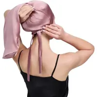 INF Bonnet de nuit long 100% soie de mûrier Pink