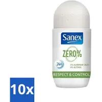 Sanex Déodorant à bille Zéro% Peau normale 50 ml - Pack avantage - 10 pièces