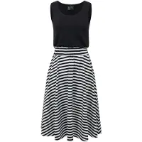 Forplay Robe mi-longue de - MAY - S - XXL - pour Femme - noir/blanc - Taille XL