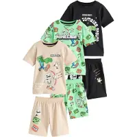 Next Pyjama 'License Minecraft' beige / menthe / noir / blanc