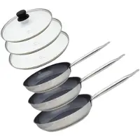Elo Set de 3 Poêles 24, 28 et 32 cm céramique sans et 3 couvercles Profi Therm Platinum