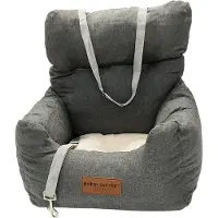 By Cee Cee Car Seat Dog - Premium Car Basket Dog - Dog Basket Car With Safety Strap - Dog Seat - Car Seat - Grey