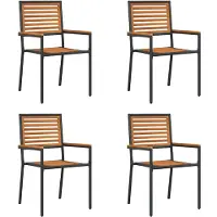 vidaXL Chaises de jardin empilables, lot de 4, marron et noir, 54 x 56 x 90 cm