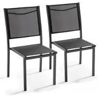 Oviala Lot De 2 Chaises De Jardin En Aluminium Et Textil?Ne Noir
