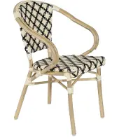 Oviala Fauteuil de terrasse bistrot parisien en aluminium et rotin noir - Madeleine