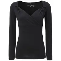 Forplay T-shirt manches longues de - Haut Col V - XS - XL - pour Femme - noir - Taille M