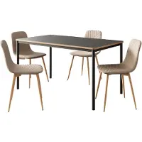 En.casa Ensemble de salle à manger 'Lindesberg' 5 pièces table de salle à manger avec 4 chaises 140 x 80 cm plateau de table rectangulaire gris/brun clair
