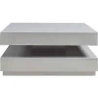 En.casa Table basse 'Florenz' Table de salon carrée 76 x 76 x 38 cm plateau pivotant gris clair