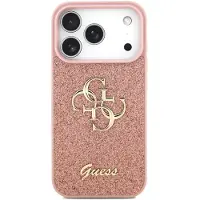 GUESS Coque 4G Metal Logo Glitter pour Apple iPhone 17 Pro - Rose