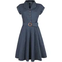 Banned Retro Robe mi-longue Rockabilly de - Robe Moulante Évasée Spot Perfection - XS - 4XL - pour Femme - marine - Taille XL