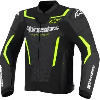 Alpinestars GP Force V2 Airflow, veste en cuir perforé ,Noir/Jaune Néon/Blanc ,52