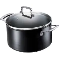 Le Creuset Faitout en Aluminium Forgé avec Couvercle en Verre, 20 cm, Anthracite/Argenté,51102200010502