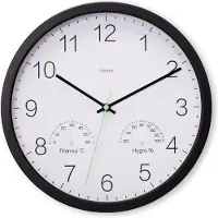 Hama Horloge murale "Santorin", silen., av. thermom. et hygrom., Ø 30cm, nr