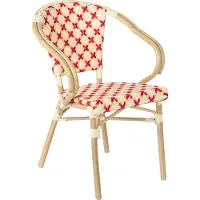 Oviala Fauteuil de terrasse bistrot parisien en aluminium et rotin rouge - Madeleine