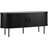 Oviala Meuble TV en mélaminé et acier 120 cm noir - Marius