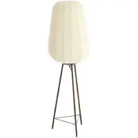 Light & Living - lampadaire - BIBURY - marron blanc - bois textile - lampe trépied - E27 - 1897888