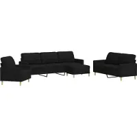 vidaXL Ensemble de canapés 4 pièces avec repose-pieds Noir Tissu