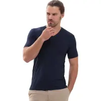 Mey Homme Mey Regular Fit T-shirt Encolure en V bleu, Unicolore