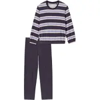 Schiesser Pyjama bleu nuit / gris foncé / rose clair
