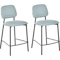 Beliani Lot De 2 Chaises De Bar Duette Tissu Bleu Clair
