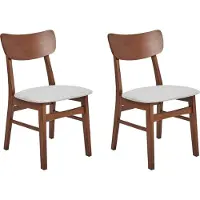 Beliani Ensemble de 2 chaises de salle à manger en bois de caoutchouc foncé, assise grise en tissu polyester, sans accoudoirs, style rétro, cuisine, salle à manger