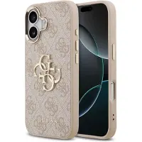 GUESS Coque 4G Metal Logo Backcover Apple iPhone 17 - Gold Edge - Pink