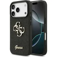 GUESS Coque 4G Metal Logo Glitter pour Apple iPhone 17 Pro - Noir
