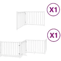 vidaXL Porte pour chien 6 pièces avec porte Pliable Blanc 480 cm Bois de peuplier