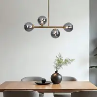 LumenXL Plafonnier design or avec verre fumé, 4 lumières - Asun