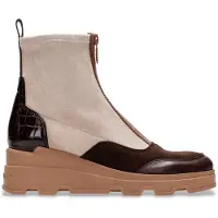 Hispanitas pour femme. CHI243711 Bottines en cuir beige à talon compensé (40), 3 à 5 cm, Fermeture éclair, Casuel