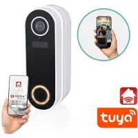 Alpina Smart Home Video Doorbell avec caméra et Wifi - Full HD - Interphone - Fonctionne avec des piles rechargeables internes - Vision nocturne - Détecteur de mouvement - IP65 - Blanc