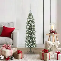 vidaXL Arbre de Noël artificiel slim avec 150 LED Vert et blanc 120 cm