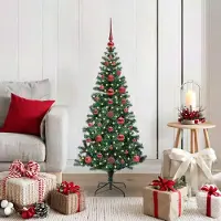 vidaXL Sapin de Noël artificiel pré-éclairé Vert 120 cm PVC et métal
