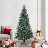vidaXL Sapin de Noël artificiel pré-éclairé Vert 210 cm PVC et métal