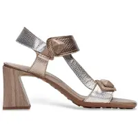 Hispanitas pour femme. CHV253958 Sandales en or de Miami (40), Cuir, Argenté, 3 à 5 cm, Velcro, Casuel, Fête