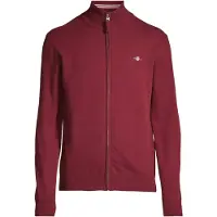 Gant pour homme. 87214 Cardigan en laine de mouton très fine avec fermeture éclair de couleur bordeaux (3XL), Casuel