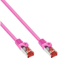 InLine 76411M Câble de raccordement, S/FTP (PiMf), Cat.6, 250MHz, PVC, cuivre, rose, 1m