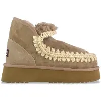 Mou pour femme. MU.FW681000A Bottines en cuir Mini Eskimo Platform marron (39), 8 à 10 cm, Aucun, Casuel, Gris, Taupe