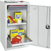 Stumpf & Kossendey Armoire à outils/rangement H1000xL500xP500 mm 1 tiroir, 2 étagères gris clair, RAL 7035/gris clair (50 cm, 100 cm)