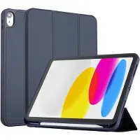 Accezz Coque tablette portefeuille Smart Silicone Apple iPad 11 (2025) 11 pouces A16 / iPad 10 (2022) 10.9 pouces - Bleu foncé