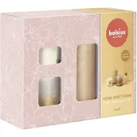 Bolsius Set Home Sweet Home, bougie parfumée, Vanille, 300 g + bougie, 80 mm + bougie, 130 mm + bougeoir, 2 pièces + diffuseur de parfum, 60 ml
