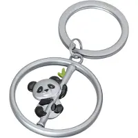 Troika Porte-clés Spinning Panda, en métal, argenté, Multicolore, Argent